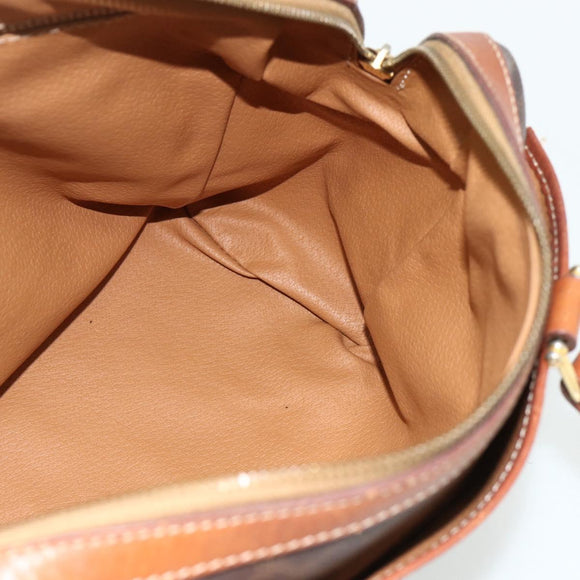 CELINE Macadam Canvas Hand Bag PVC Leather Gold Brown Auth 179568