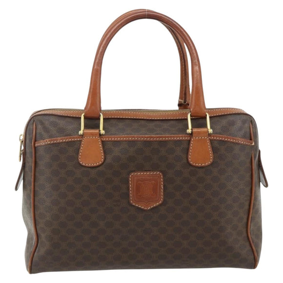 CELINE Macadam Canvas Hand Bag PVC Leather Gold Brown Auth 179568