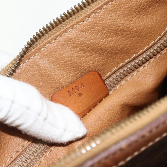 CELINE Macadam Canvas Hand Bag PVC Leather Gold Brown Auth 179568
