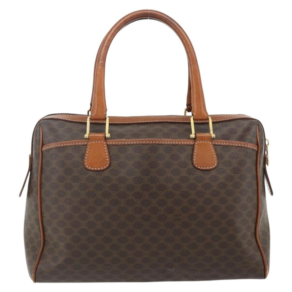 CELINE Macadam Canvas Hand Bag PVC Leather Gold Brown Auth 179568