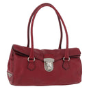 PRADA Hand Bag Leather Red Silver Auth 179569A-1