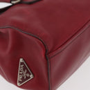 PRADA Hand Bag Leather Red Silver Auth 179569A-8