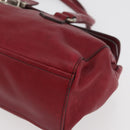 PRADA Hand Bag Leather Red Silver Auth 179569A-15