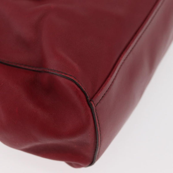 PRADA Hand Bag Leather Red Silver Auth 179569A