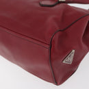 PRADA Hand Bag Leather Red Silver Auth 179569A-17