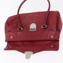 PRADA Hand Bag Leather Red Silver Auth 179569A-9