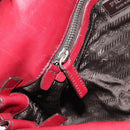 PRADA Hand Bag Leather Red Silver Auth 179569A-23