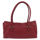 PRADA Hand Bag Leather Red Silver Auth 179569A-2