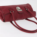 PRADA Hand Bag Leather Red Silver Auth 179569A-6