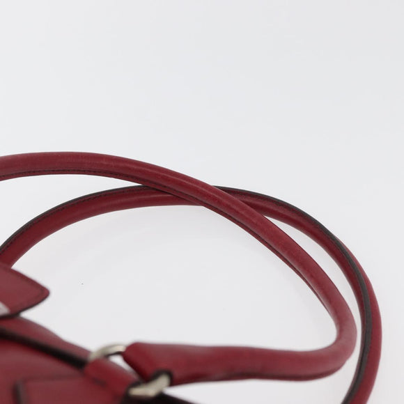 PRADA Hand Bag Leather Red Silver Auth 179569A