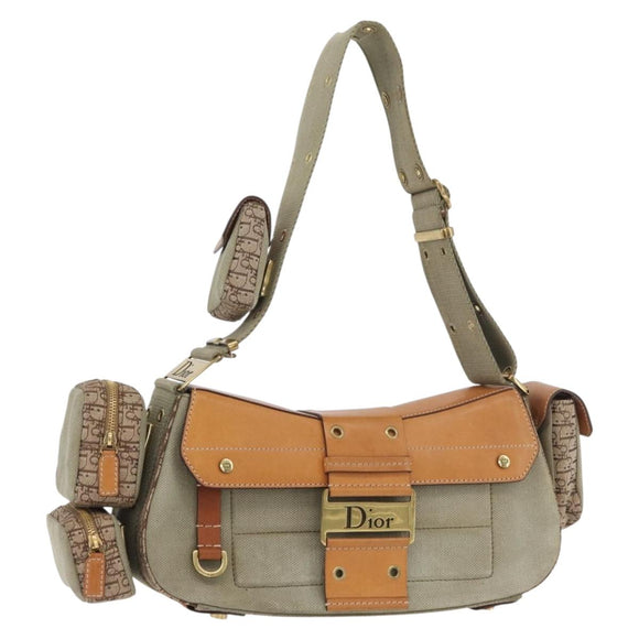Christian Dior Street chic Shoulder Bag Canvas Beige Gold Auth 179570SAV