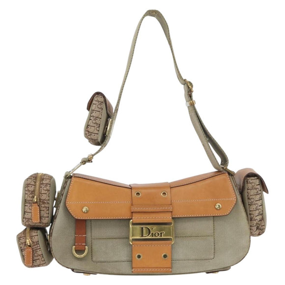 Christian Dior Street chic Shoulder Bag Canvas Beige Gold Auth 179570SAV