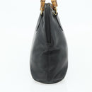 GUCCI Bamboo Hand Bag Leather Black Gold 000 3780 0289 Auth 179579-4