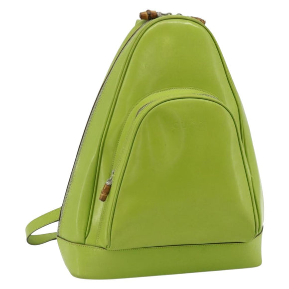 GUCCI Bamboo Body Bag Patent leather Green Gold 003 2113 0027 Auth 179580