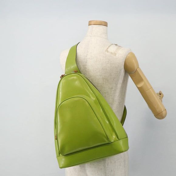 GUCCI Bamboo Body Bag Patent leather Green Gold 003 2113 0027 Auth 179580