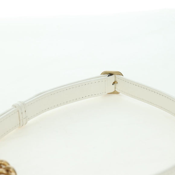 CHANEL Matelasse Chain Shoulder Bag Leather 2way White Gold CC Auth 179581SAM