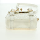CHANEL Matelasse Chain Shoulder Bag Leather 2way White Gold CC Auth 179581SAM-11
