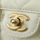 CHANEL Matelasse Chain Shoulder Bag Leather 2way White Gold CC Auth 179581SAM-17
