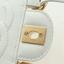 CHANEL Matelasse Chain Shoulder Bag Leather 2way White Gold CC Auth 179581SAM-19