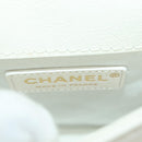 CHANEL Matelasse Chain Shoulder Bag Leather 2way White Gold CC Auth 179581SAM-21
