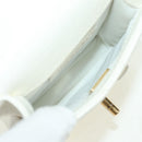 CHANEL Matelasse Chain Shoulder Bag Leather 2way White Gold CC Auth 179581SAM-22