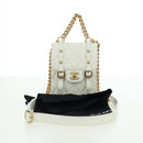 CHANEL Matelasse Chain Shoulder Bag Leather 2way White Gold CC Auth 179581SAM-27