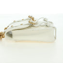 CHANEL Matelasse Chain Shoulder Bag Leather 2way White Gold CC Auth 179581SAM-4