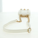 CHANEL Matelasse Chain Shoulder Bag Leather 2way White Gold CC Auth 179581SAM-8