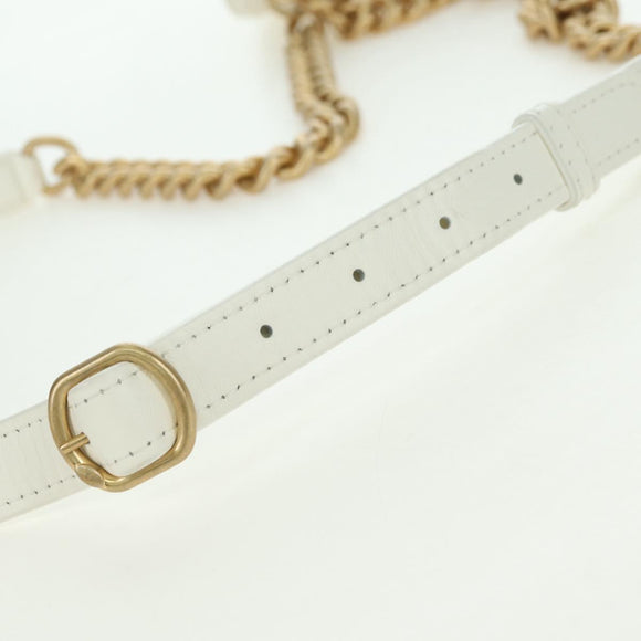 CHANEL Matelasse Chain Shoulder Bag Leather 2way White Gold CC Auth 179581SAM