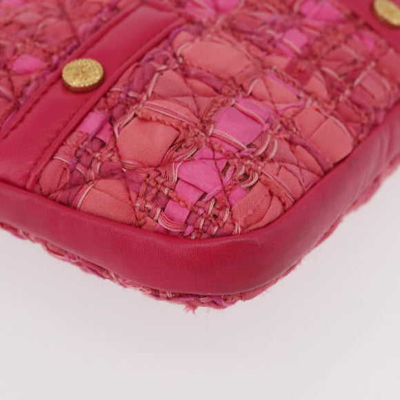 CHANEL Girl Chanel Chain Shoulder Bag Tweed Pink Gold CC Auth 179582SAM