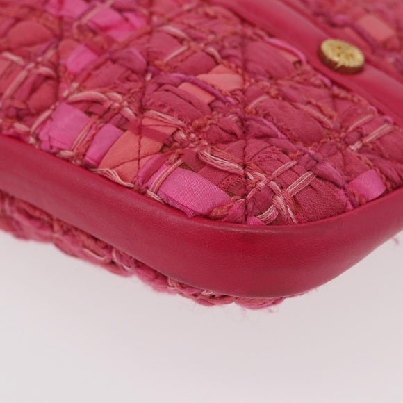 CHANEL Girl Chanel Chain Shoulder Bag Tweed Pink Gold CC Auth 179582SAM