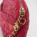 CHANEL Girl Chanel Chain Shoulder Bag Tweed Pink Gold CC Auth 179582SAM-15