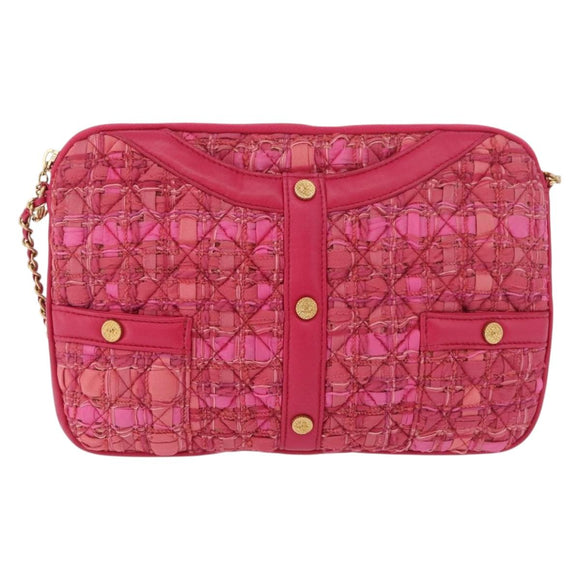 CHANEL Girl Chanel Chain Shoulder Bag Tweed Pink Gold CC Auth 179582SAM