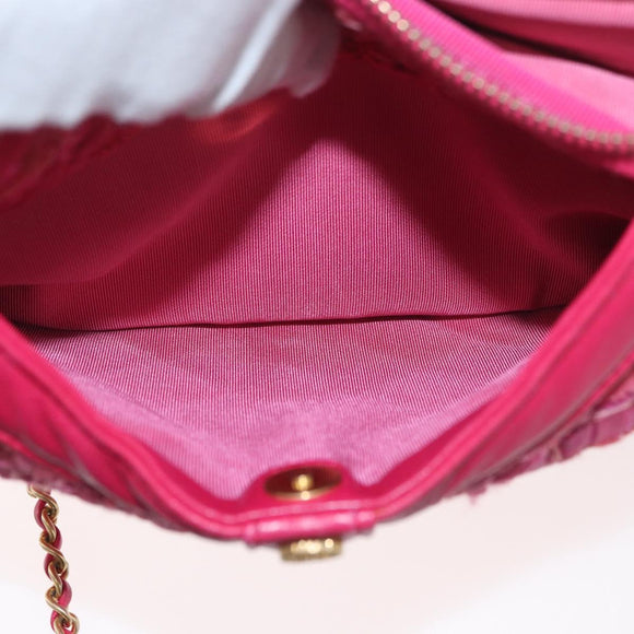 CHANEL Girl Chanel Chain Shoulder Bag Tweed Pink Gold CC Auth 179582SAM