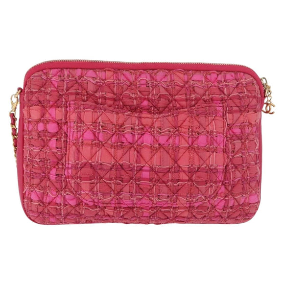 CHANEL Girl Chanel Chain Shoulder Bag Tweed Pink Gold CC Auth 179582SAM