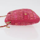 CHANEL Girl Chanel Chain Shoulder Bag Tweed Pink Gold CC Auth 179582SAM-5