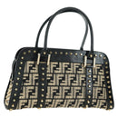 FENDI Zucca Canvas Hand Bag Black Gold Auth 179584V-1