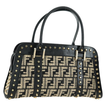 FENDI Zucca Canvas Hand Bag Black Gold Auth 179584V