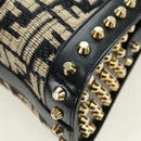 FENDI Zucca Canvas Hand Bag Black Gold Auth 179584V-15