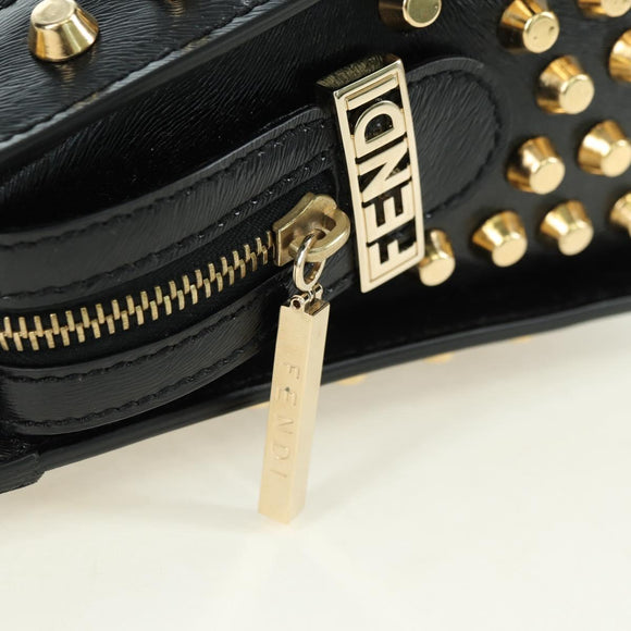 FENDI Zucca Canvas Hand Bag Black Gold Auth 179584V