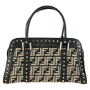 FENDI Zucca Canvas Hand Bag Black Gold Auth 179584V-13