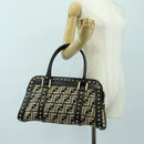 FENDI Zucca Canvas Hand Bag Black Gold Auth 179584V-23