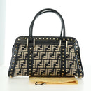 FENDI Zucca Canvas Hand Bag Black Gold Auth 179584V-12