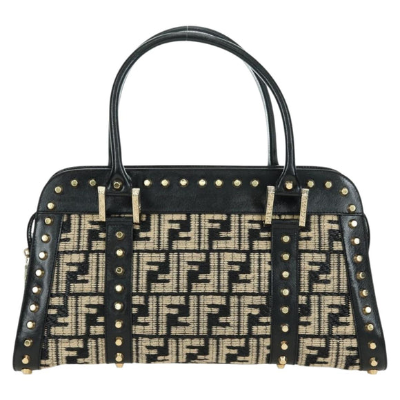 FENDI Zucca Canvas Hand Bag Black Gold Auth 179584V