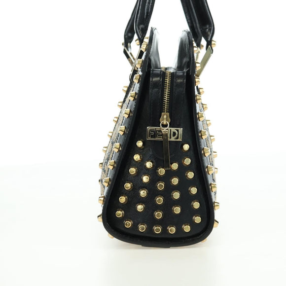 FENDI Zucca Canvas Hand Bag Black Gold Auth 179584V
