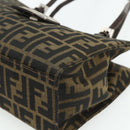 FENDI Zucca Canvas Mamma Baguette Tote Bag Brown Black Auth 179585-10