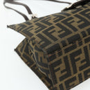 FENDI Zucca Canvas Mamma Baguette Tote Bag Brown Black Auth 179585-11
