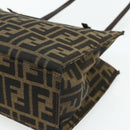 FENDI Zucca Canvas Mamma Baguette Tote Bag Brown Black Auth 179585-12