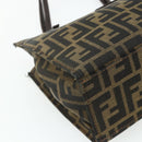FENDI Zucca Canvas Mamma Baguette Tote Bag Brown Black Auth 179585-13