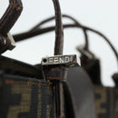 FENDI Zucca Canvas Mamma Baguette Tote Bag Brown Black Auth 179585-14